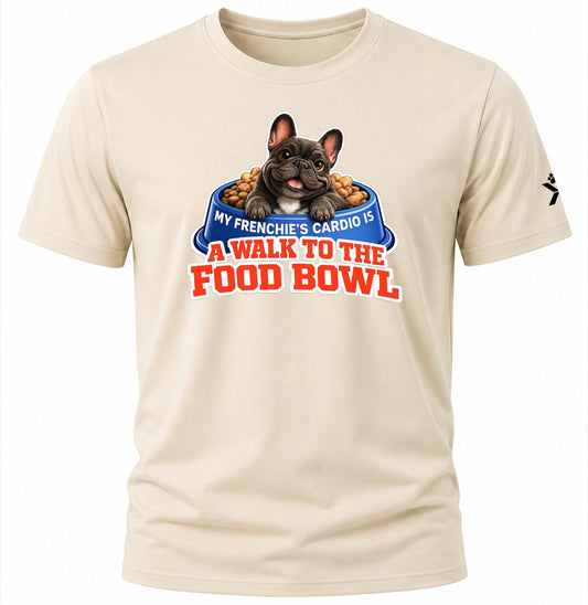 NOMAiX PAWS French Bulldog T-Shirt for Men - My Frenchie's Cardio Is a Walk to the Food Bowl - Funny Dog Dad Gift Tee