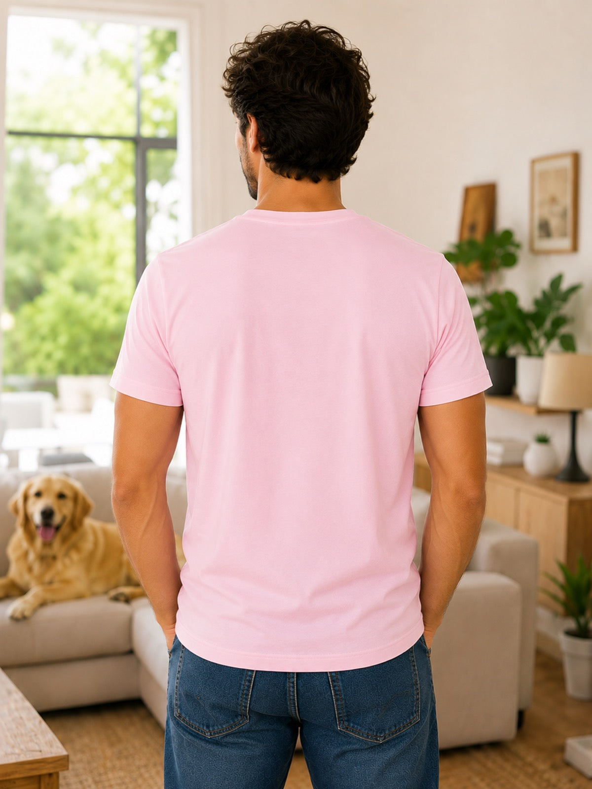 NOMAiX PAWS Husky T-Shirt for Men - My Husky Deserves an Oscar - Funny Dog Dad Gift Tee - Pink - Back