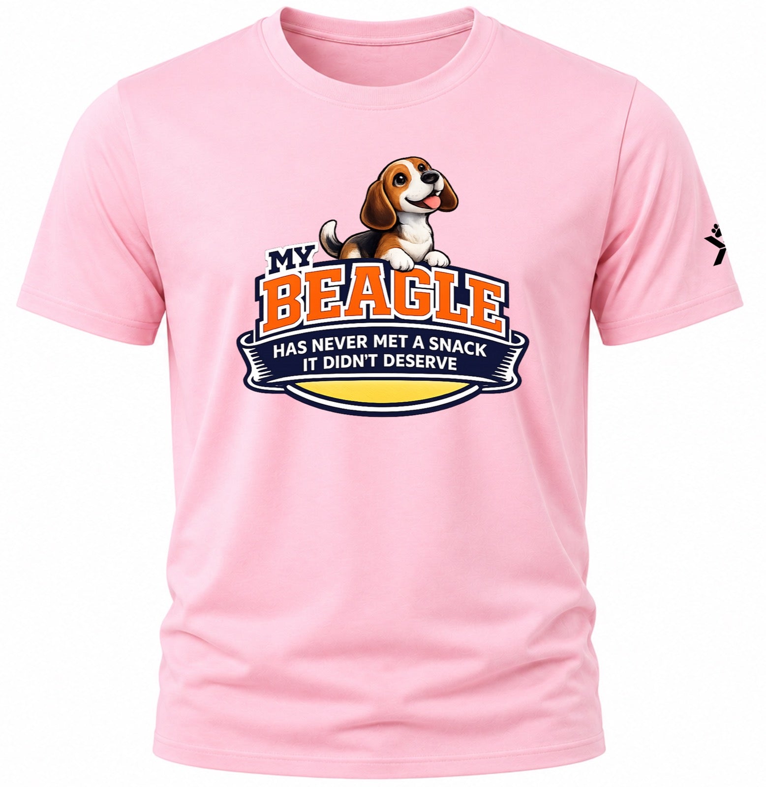 NOMAiX PAWS Beagle T-Shirt for Men - My Beagle Has Never Met a Snack It Didn't Deserve - Funny Dog Dad Gift Tee - Pink - Flat