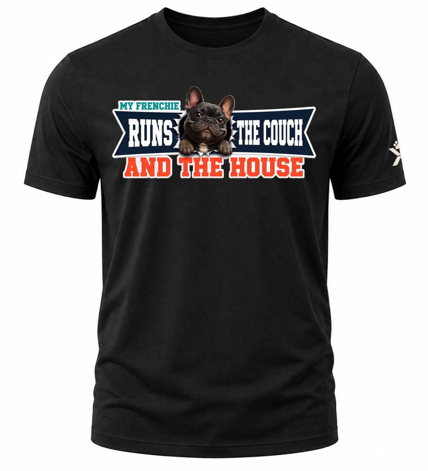 NOMAiX PAWS French Bulldog T-Shirt for Men - My Frenchie Runs the Couch and the House - Funny Dog Dad Gift Tee