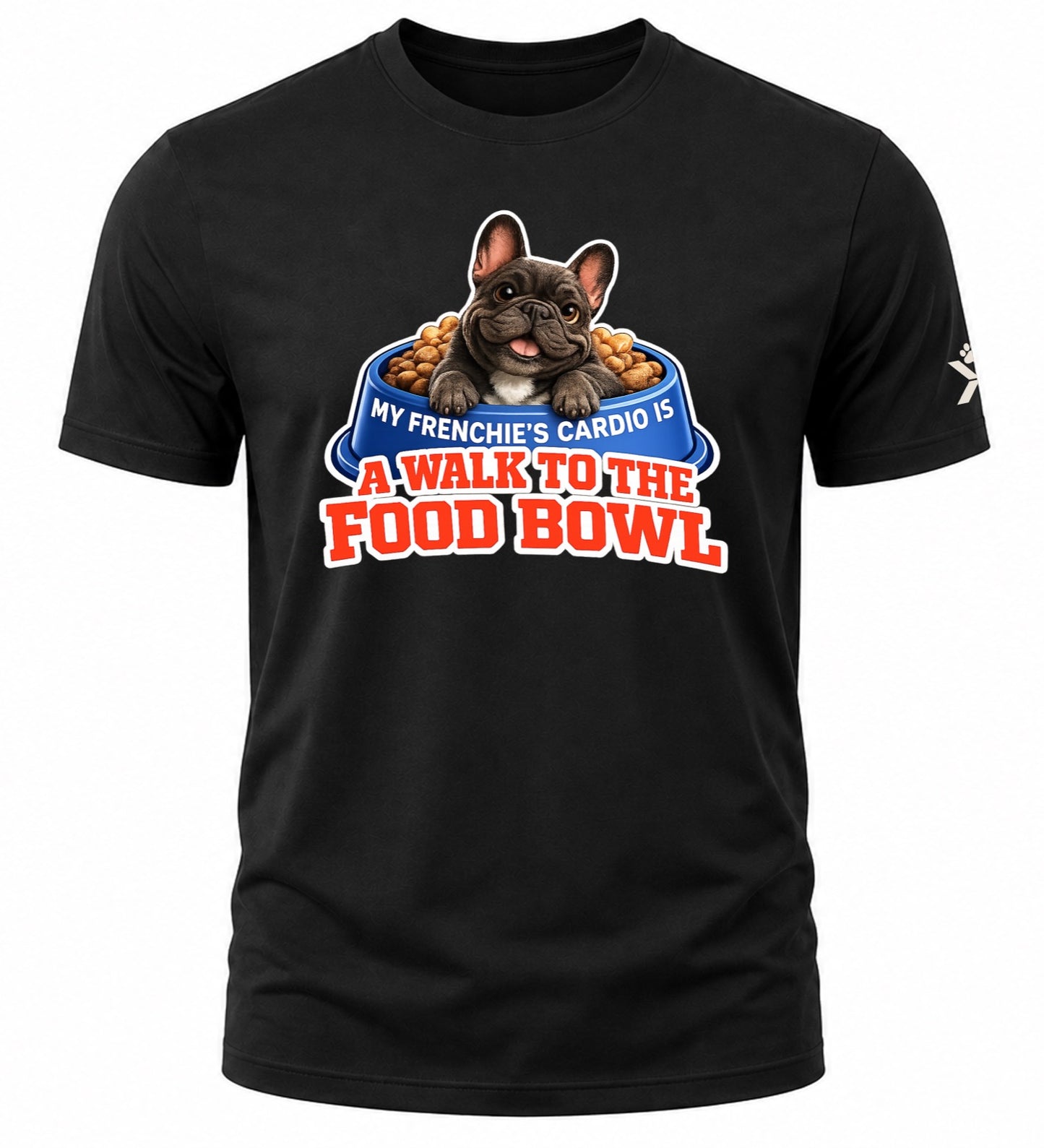 NOMAiX PAWS French Bulldog T-Shirt for Men - My Frenchie's Cardio Is a Walk to the Food Bowl - Funny Dog Dad Gift Tee