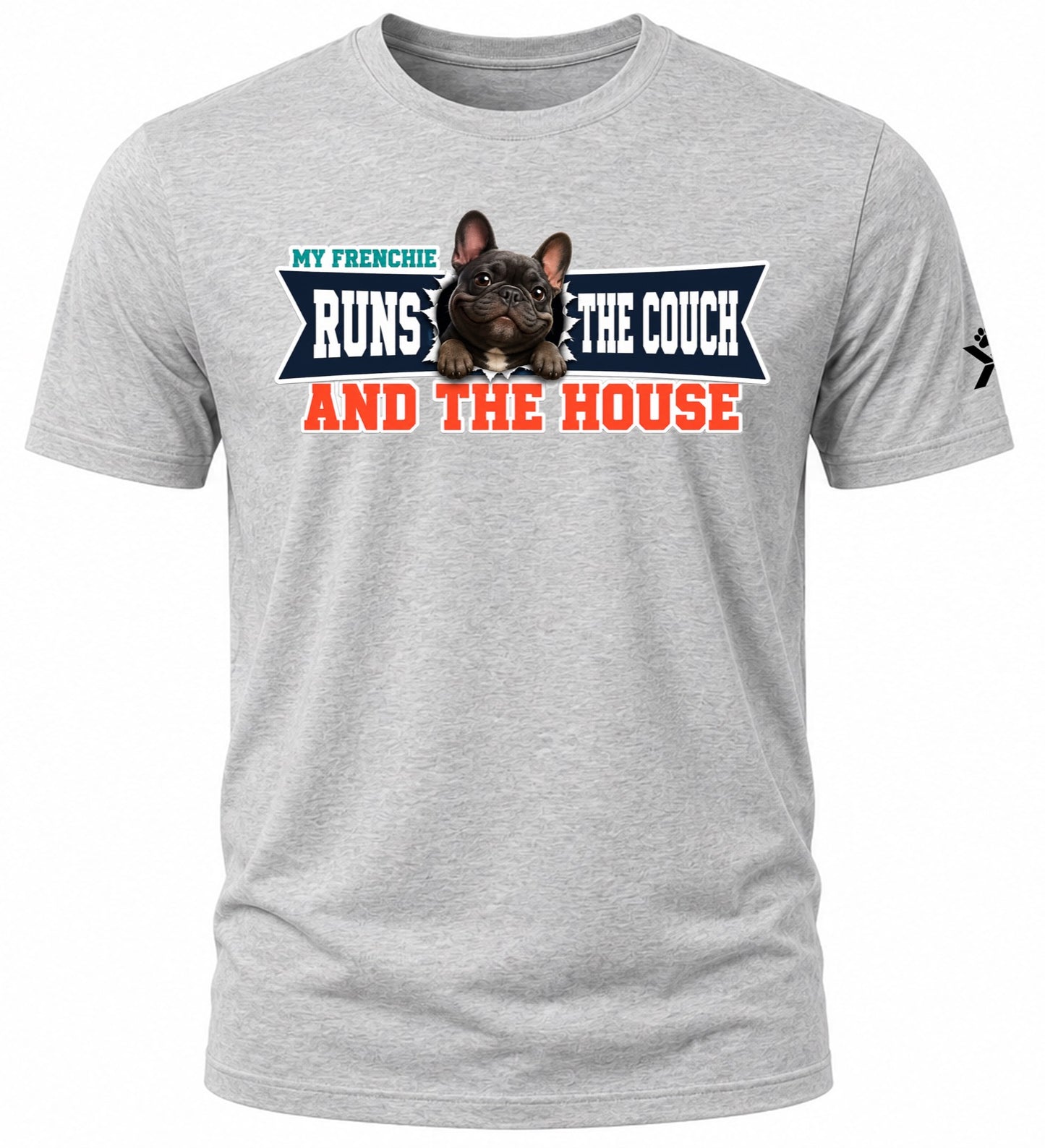 NOMAiX PAWS French Bulldog T-Shirt for Men - My Frenchie Runs the Couch and the House - Funny Dog Dad Gift Tee