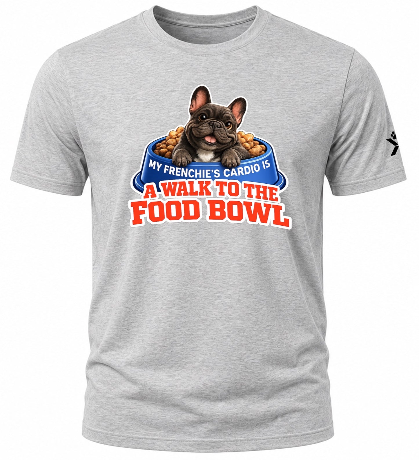 NOMAiX PAWS French Bulldog T-Shirt for Men - My Frenchie's Cardio Is a Walk to the Food Bowl - Funny Dog Dad Gift Tee