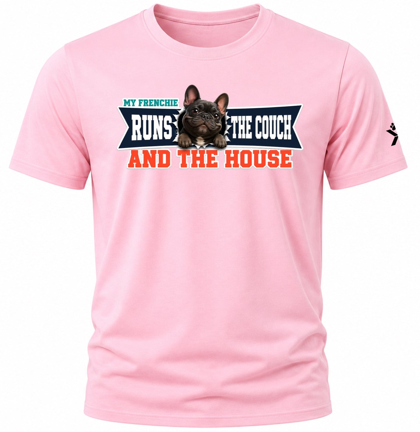NOMAiX PAWS French Bulldog T-Shirt for Men - My Frenchie Runs the Couch and the House - Funny Dog Dad Gift Tee