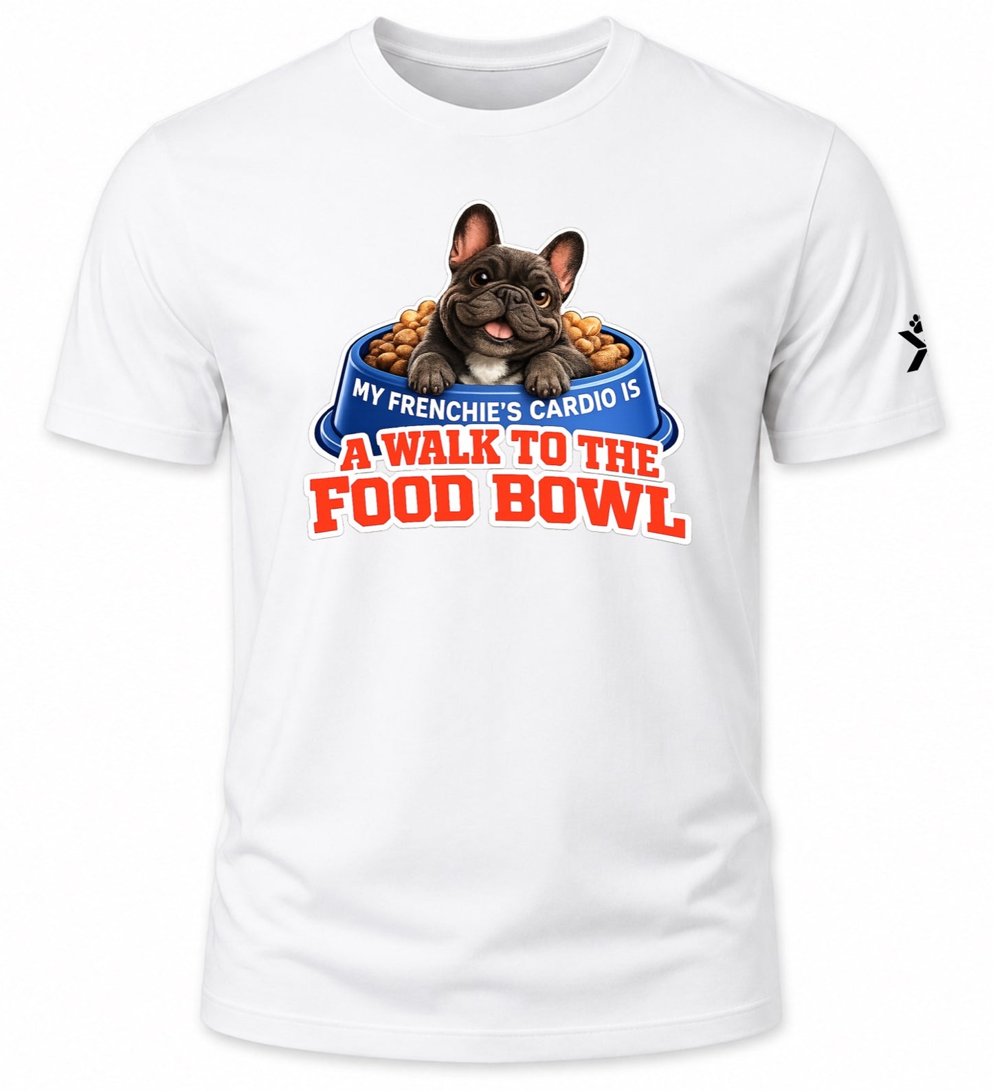 NOMAiX PAWS French Bulldog T-Shirt for Men - My Frenchie's Cardio Is a Walk to the Food Bowl - Funny Dog Dad Gift Tee
